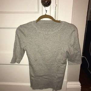 Cotton crew neck with frills